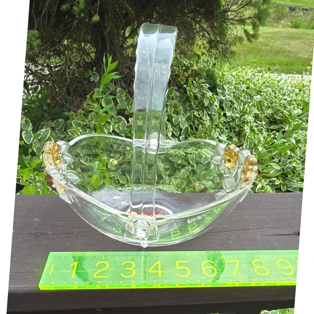 Walther Glas West Germany Clear Satin Rose Gold Highlighted Glass Basket